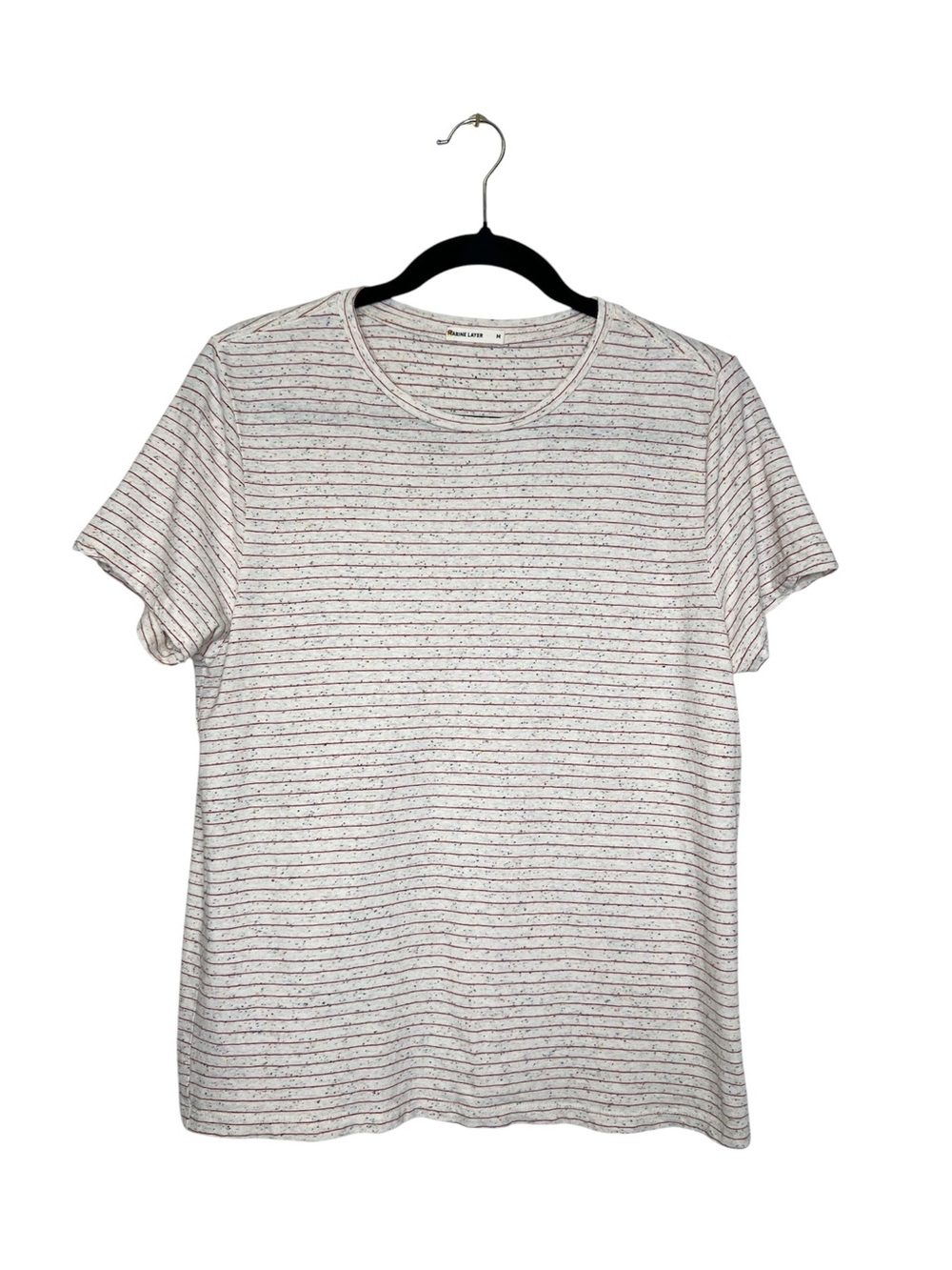 MARINE LAYER Pink Striped Cotton Blend Speckled Tee size Medium